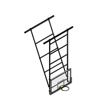 Dual Post Rear-Braced Stationary Ceiling Hung Basketball Backstop